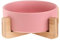 HCHLQLZ Rose Pet Gamelles pour Chien et Chat Gamelles Chien Chat Céramique Support Bambou -Va au Lave-Vaisselle et Facile à Nettoyer