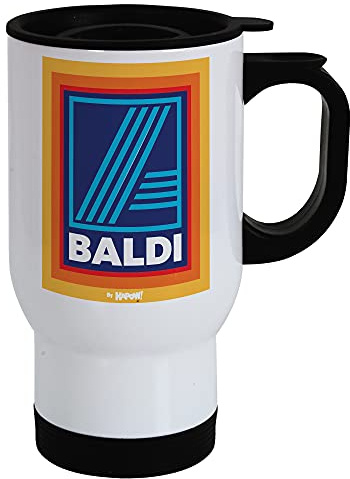 Kapow Gifts Baldi Travel Cup 450ml Travel Mug Non Spill Insulated Aluminium Thermal Cup Tumbler Drinks