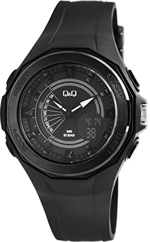 Q&Q Herren-Uhr Kautschuk Multifunktion 10 bar analog digital Quarz GW91J002Y
