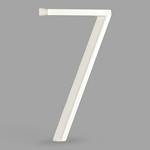 HASWARE Número De Casa Flotante: 5 Pulgadas (12cm) Números De Puertas Modernos - SeñAlizacióN Para La Oficina De Correos De La Calle (7, Blanco)