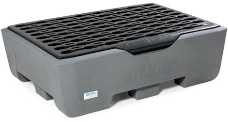 Auffangwanne pro-line aus Polyethylen (PE) für 2 Fässer, mit Gitterrost und Leckage-Anzeige