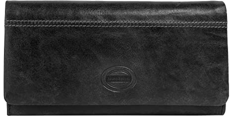 bruno banani Geldbörse Echt Leder Damen | Rindleder Geldbeutel, Brieftasche mit 19 Kartenfächern, Herren Portemonnaie, Druckknopf Börse, Reißverschluss außen | 021154
