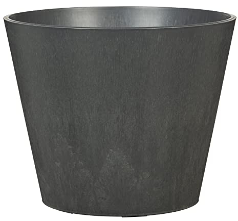 Scheurich Purista+ 30, Pflanzgefäß/Pflanzkübel, rund, Farbe: Carbon, hergestellt mit recyceltem Kunststoff, 8 Jahre Garantie, für den Außenbereich
