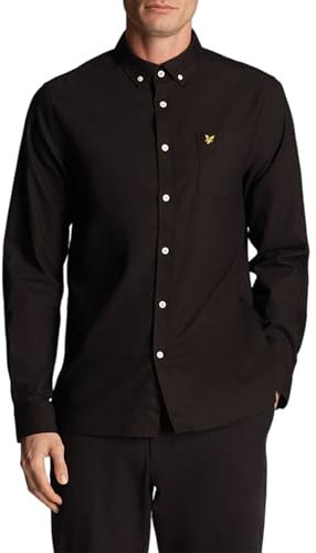 Lyle & Scott Hemd Herren Schwarz | Regular Fit Oxford Shirt aus 100% Baumwolle mit Brusttasche | Stilvoll und komfortabel Perfektes Business Langarm Hemd für Herren mit Oxford Muster | XS-XXL