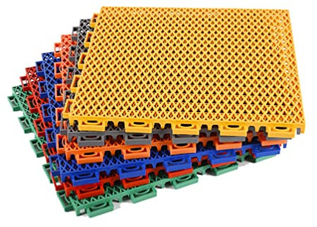 Floor Tiles Modular Interlocking Floor Tiles, Stadium basketball court outdoor waterproof plastic floor mat, Anti-skid and wear-resistant (Color : Green, Size : 9PCS)