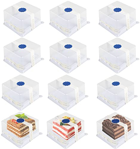 Cake Slice boxes Individual, 20PCS Cake Boxes for Cake Portions, Single Cake Slice Boxes for Wedding Cakes, Cheesecakes, Suitable for Home Baking, Party, Wedding, Cake Shop (Square)