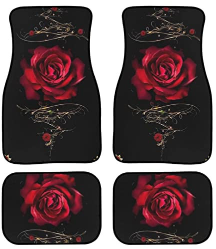 POLERO Lot de 4 tapis de sol de voiture pour homme et femme Motif rose