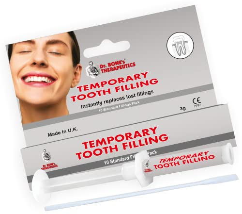 Dr. Bone's Therapeutics ® Temporary Tooth Filling Dental First Aid Cavity Hole Fill Kit – Ready Mixed in Easy Use Syringe Dispenser