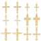 AHANDMAKER 12 Stück Zirkonia-Kreuz-Anhänger, 6 Styles Messing Micro Pave Cross Wing Echt 18K Vergoldet Kreuz Charms Anhänger Für DIY Armband Halskette Schmuckherstellung