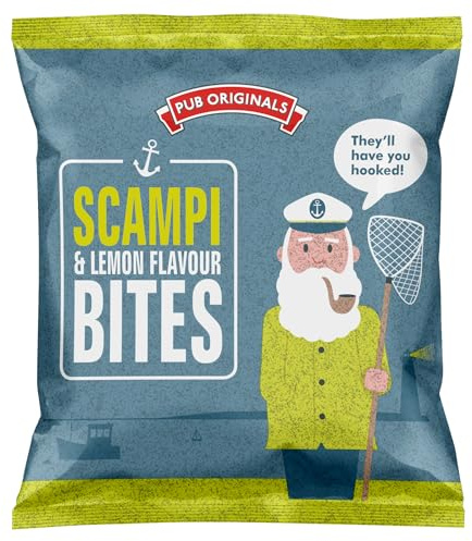Openshaws Scampi and Lemon Flavoured Bites 40g (Card of 8 Bags)