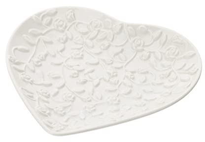 HERVIT Piattino cuore con decoro floreale in rilievo Romance 16 cm