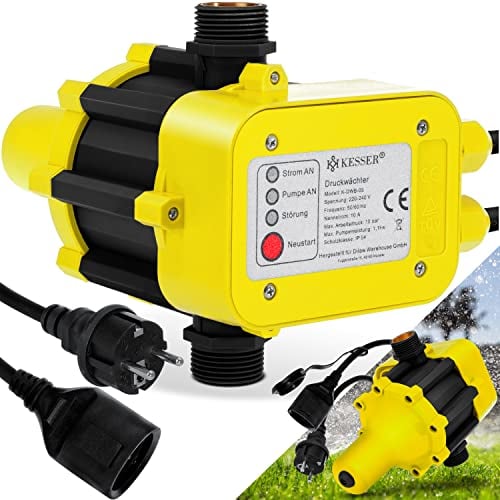 KESSER Interrupteur de pression - 10 bar - Commande de pompe - Eau domestique - Arrosage de jardin - Avec câble - Pression constante de l'eau - Jardin et maison - Arrêt automatique