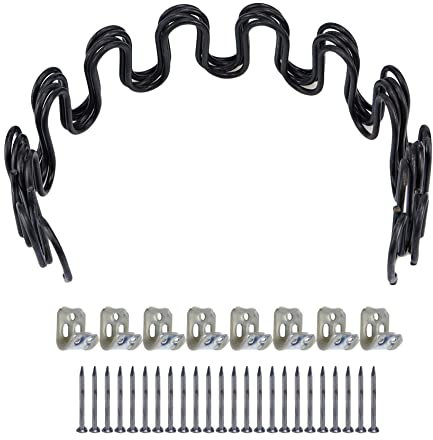Antrader 40 cm Couchfeder-Reparatur-Set, 4er-Pack Polsterfeder-Clips für Möbel, Couch-Reparatur, inklusive Schrauben und Clips, schwarz
