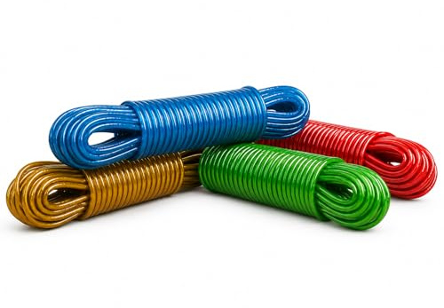 50M - 4MM Steel Core Washing Rope PVC Coated Clothe Line | Outdoor, Indoor Laundry Line for Patio & Camping Use