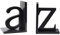 Buchstützen Buchstabe Az, dekorative Buchstütze, Holz-Buchstopper, strapazierfähig, Bücher für Bücher, Zeitschriften, DVD, 1 Paar, Schwarze Buchstützen