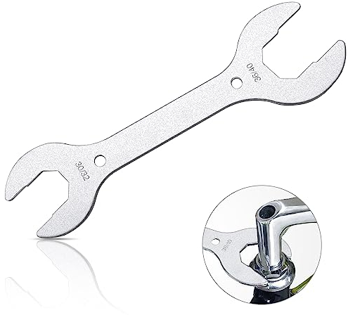 YAKLEE Steuersatz Schlüssel 4-In-1 Fahrradlenker Schlüssel 30/32/36/40mm, Silber Fahrrad Schraubenschlüssel aus Stahl, Doppel Flache Maulschlüssel Reparaturwerkzeug für Fahrrad Vorderradgabel