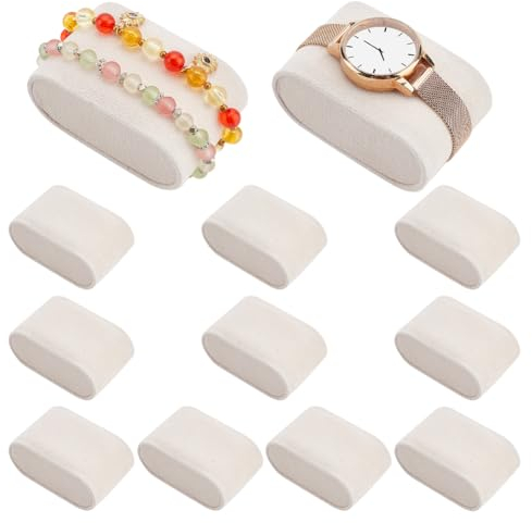 PandaHall 12 Stück Uhrenkissen Uhrenständer Einsätze Beige Display Kissen Fusselstoff Aufbewahrungskissen Für Armbanduhr Armband Aufbewahrung, 4.6X7.2X3.8cm