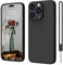 iPhone 15 Pro Hülle Silikon Case, ElestBela Hanyhülle iPhone 15 Pro Ultra Dünn Slim mit Microfiber, Kratzfeste Rundumschutz Case Schutzhülle Hülle für iPhone 15 Pro 6.1'' Matt Schwarz