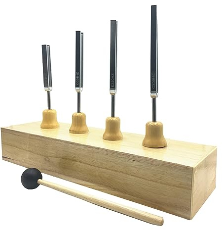 4 Stück Genaue Frequenz 256 Hz, 320 Hz, 384 Hz, 512 Hz Musikstimmgabel-Set Musik-Stimmgabel-Messlehre mit Hammer Hoher Qualität