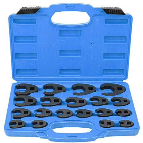 Cocoarm 19pcs Crowfoot Wrench Set 8‑32mm/0.3‑1.3in Crow's Foot Wrench Metric Set Cr‑Mo Steel Replaceable Hexagonal Open‑End Wrenches for 3/8in or 1/2in Ratchets and Extensions