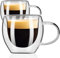 PARACITY Espresso Cups Set Of 2, Double Wall Insulated Glass Coffee Mugs 2.5 OZ, Cappuccino Cups with Handle, Clear Glass Coffee Cups Travel Camping for Cappuccino/Latte/Tea/Shots …