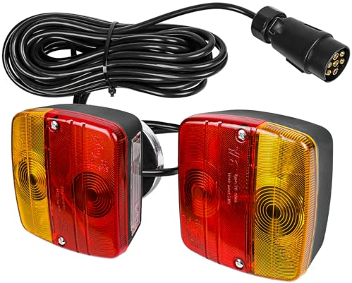 Yinaolan 12V Magnetisches Anhängerbeleuchtungs Set, 2 teiliges wasserdichtes Anhänger Rücklicht Bremslicht Blinkerlampen mit 7,5 m Kabel und 7 poligem Stecker für Wohnwagen Traktor LKW Lieferwage
