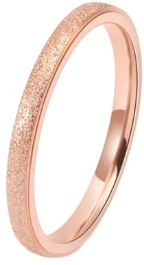 Trauringe Rosegold, Verlobungsring Matt Damen Schmuck 2mm Breit Titan Stahl Größe 49 (15.6) Komfort Fit mit Box