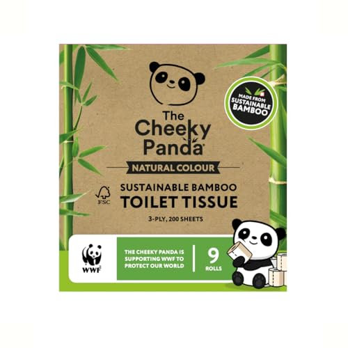 The Cheeky Panda Bamboo Toilet Paper – 9 Rolls of Unbleached Toilet Paper | Plastic Free Packaging and Sustainable Toilet Tissue | 100% Compostable
