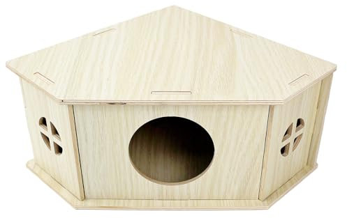YankMooM Wooden Hamster House, Washable Corner House Hamster Hideout Cage Hideaway for Small Pets