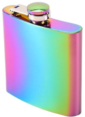 LAWALEISHE 6oz Stainless Steel Hip Flask,Rainbow Portable Flask,Portable Leakproof Drink Pot for Outdoor Parties,Camping, Hiking,Men and Women