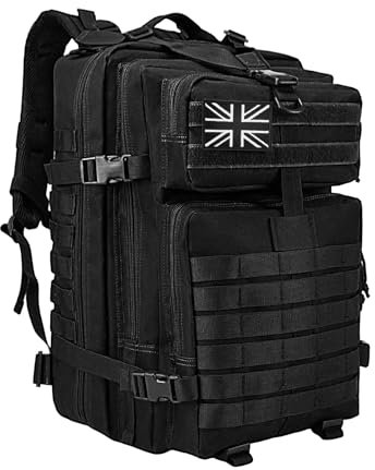 WOLT | Tactical Backpack for Men 45L Military Backpack Large 3 Day Molle Assault Pack Rucking Backpack for Survival Hiking, Black