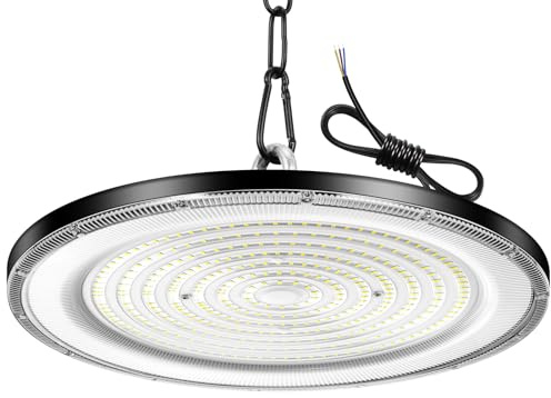 Sararoom 500W UFO Industrielampe Werkstattlampe, 50000LM Superhelle LED Werkstatt Deckenleuchte, 6500K Kaltweiß Hallenstrahler, IP65 Wasserdicht High Bay Litch, Strahler für Fabriken Garage Lagerhaus