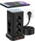 Cubo de enchufe con cargador inalámbrico de 15 W y 11 tomas (10 Schuko + USB), protección contra sobretensiones, torre de energía conmutable, cable de 2 m para cocina/oficina, color negro