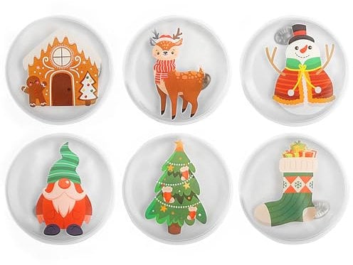 Hot Hands Reusable Hand Warmers - Anstore 6pcs 100mm Pocket Warmers for Kids, Women, Camping, Hiking, School - Christmas and Cute Designs