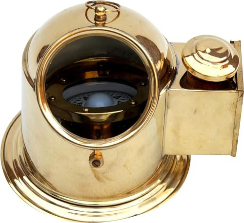 Handmade Shiny Brass Binnacle Helmet Gimballed Compass Navigate Precision Vintage Maritime Sailor's Collection ship sailor compass