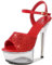 RUIZE Damen High Heels 15 cm/5,9 Zoll Plateau Pumps Sexy Stripper Bühnenauftritt Nachtclub Party Tanz High Heels,Rot,37