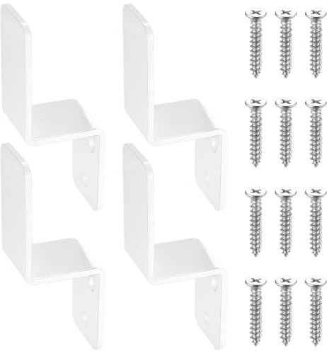 4 Pcs Supports de Serrure de Porte, Supports de Barricade de Porte 2x4, Supports d'Angle en Z en Métal, Supports de Verrouillage de Porte pour Planches 2x4 Porte de Garage Atelier, Blanc