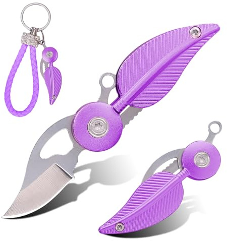 Vividstill Mini Taschenmesser, cooles EDC Klappmesser mit Griff aus Aluminiumlegierung, tolles Geschenk Kleines messer für Männer Outdoor Camping (lila)