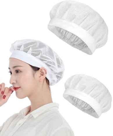 LEEQ Cappello da Cuoco - 2 PCS Cappello da Chef da Cucina, Cuffia Cucina Regolabile Retina per Capelli Riutilizzabile Berretto da Ristorante in Rete Donna Nets cap(Bianco)