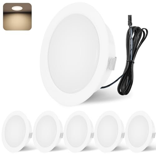 YindaLux LED Einbaustrahler 12V 4000K Neutralweiß LED Spot Dimmbar 3W Einbauspots 55-58mm lochmass Einbauleuchten für Wohnwagen Küche Kleiderschrank Aluminium Weiß 6er Set