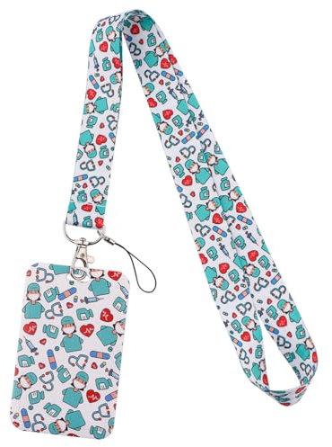 1 Pezzi Porta Badge con Cordino Porta Badge da Collo per ID Cards e Cellulare per Medico Infermiera Ufficio Scuola Donna Uomo-Stile G