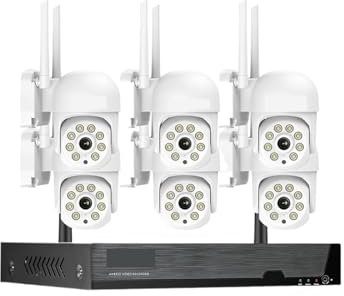 DVR Surveillance kits, 3MP Ptz Camera Kit Video Surveillance Wireless Camera System Outdoor Security Camera System(2T,3MP 8CH NVR6Cam)