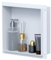 VILSTEIN Wandnische Dusche 30x30 cm [ROSTFREI] - Randlose Duschnische - Wandnische Weiß - Einbauregal für Dusche im Unterputz - Duschnische aus Edelstahl - Versenkte Duschnische für das Badezimmer