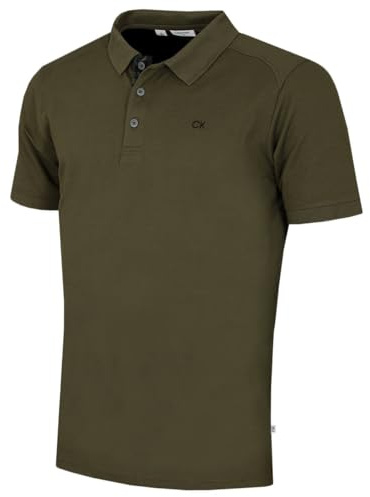 Calvin Klein Mens 2026 Campus 3 Button Ribbed Collar Golf Polo Shirt