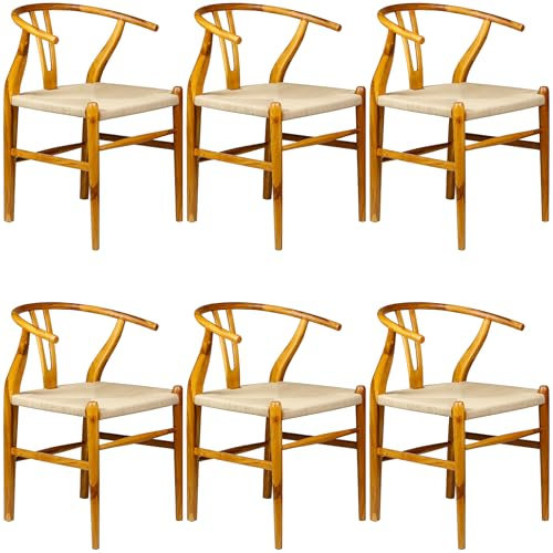 Casa Moro Esszimmerstühle Essstühle Esszimmerstuhl Esstisch Stühle mit Armlehne Teak Holz 6 er Set Walnuss