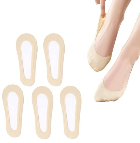 FüßLinge Damen Ballerina Socken 5 Paar FüSslinge Damen Nylon Socken | Unsichtbar Nylon SöCkchen,Atmungsaktiv Sneaker Socken,Licht Unsichtbare,Mit Anti-Rutsch-Silikon Hautfarbe