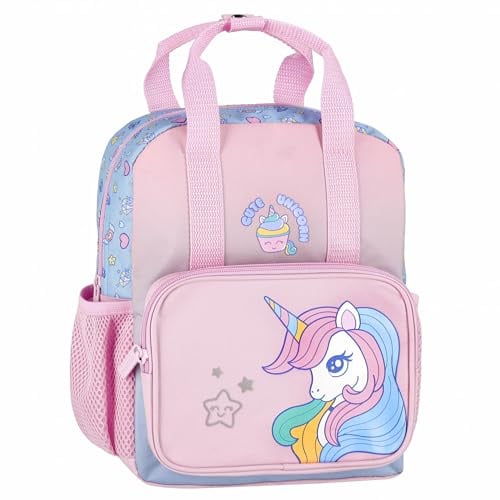 Einhorn-Kindergartenrucksack mit Reflektoren, 29 × 23 × 9 cm (Rosa Einhorn)