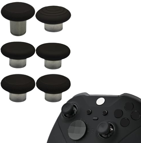 6 in 1 Metal Thumbsticks Replacement for Xbox Elite Series 2 Controller,Swap Magnetic Joysticks for Xbox One Elite Series 2 Core Controller Replacement Parts for Xbox Elite Controller(Black)