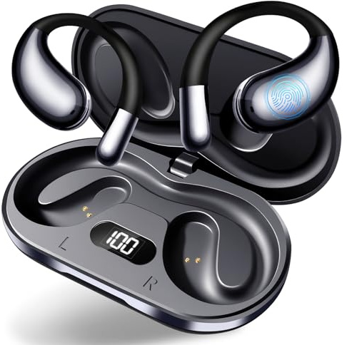 GYQX Wireless Earbuds,Open Ear Earbuds - Bone Conduction Headphones,running headphones,Waterproof Deep Bass Earphones for Fitness and Running, sports headphones,Sweat-Resistant for Workouts (Black)