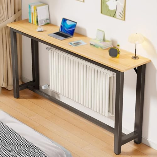 Long Radiator Shelf, Wood Over Radiator Shelf, Decorative Side Table with Metal Frame, Space-Saving for Living Room Bedroom Hallway(Black,120cm/47in)